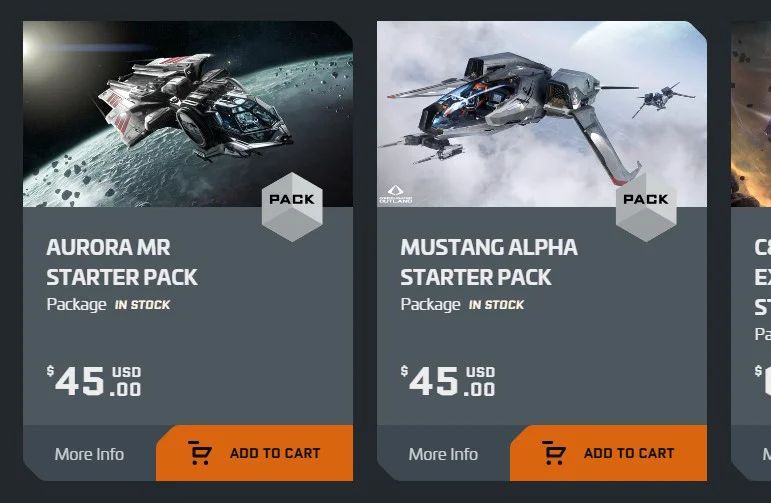 Selection of a game package in the Star Citizen Pledge Store